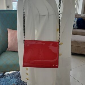 Elegant Red Patent Leather Chain Crossbody Bag